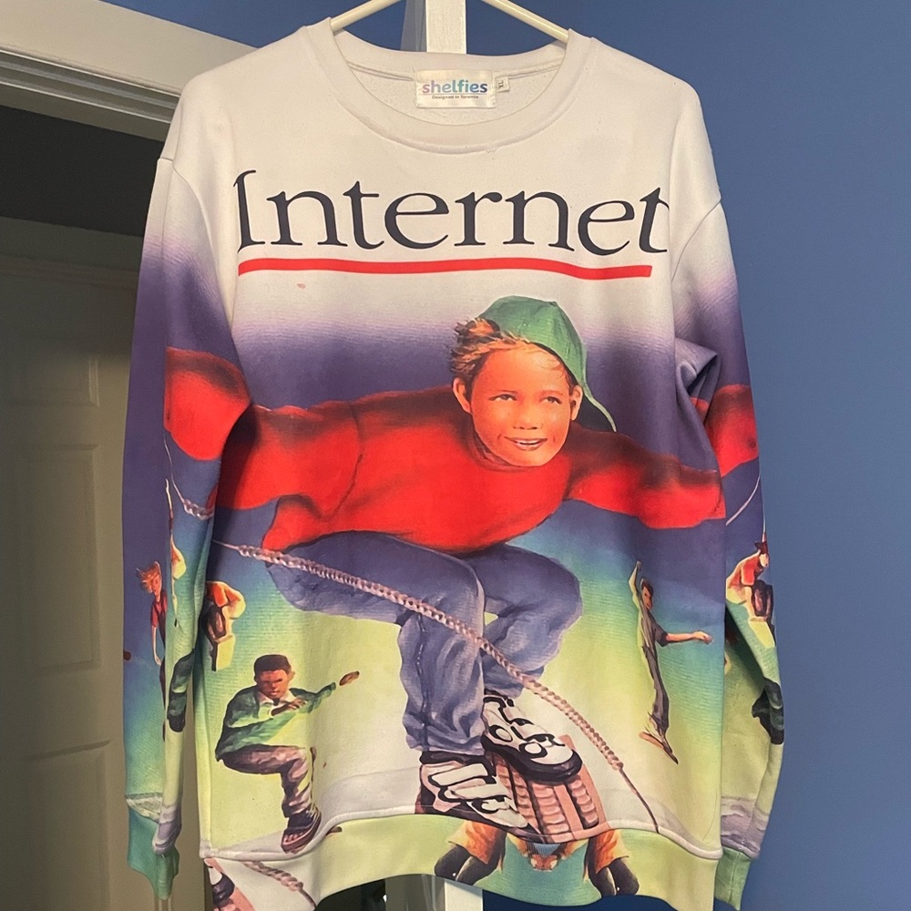 Internet themed Sweatshirt - size Xl - sold as is. Has a couple of small spots